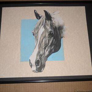 Horse Portrait Art Print with Black Frame